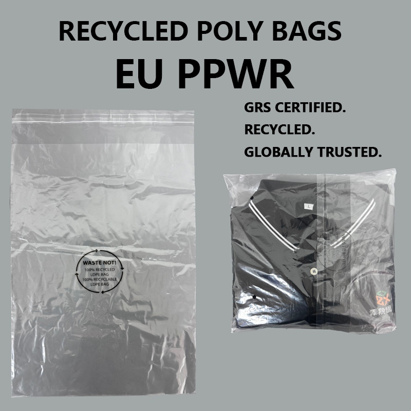 PPWR perdirbtas LDPE polietileninis maišelis drabužių pakavimui